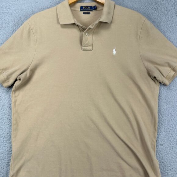 Polo Ralph Lauren Polo Shirt Adult Large Brown White Pony Short Sleeve Rugby Men